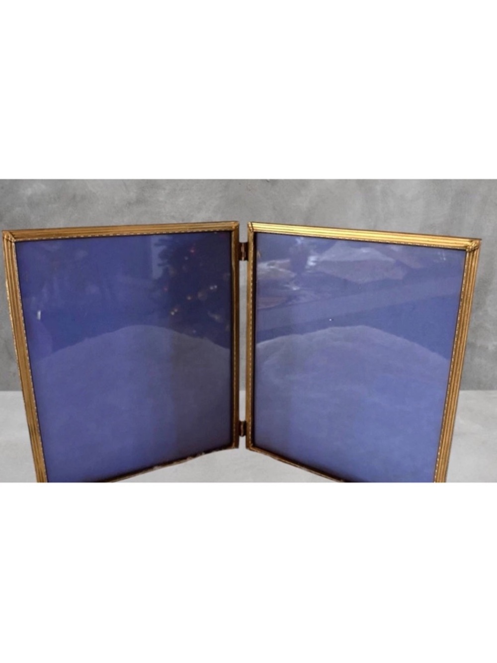 ANTIQUE Picture Frame Bi Fold  8x10 Gold Brass Ornate